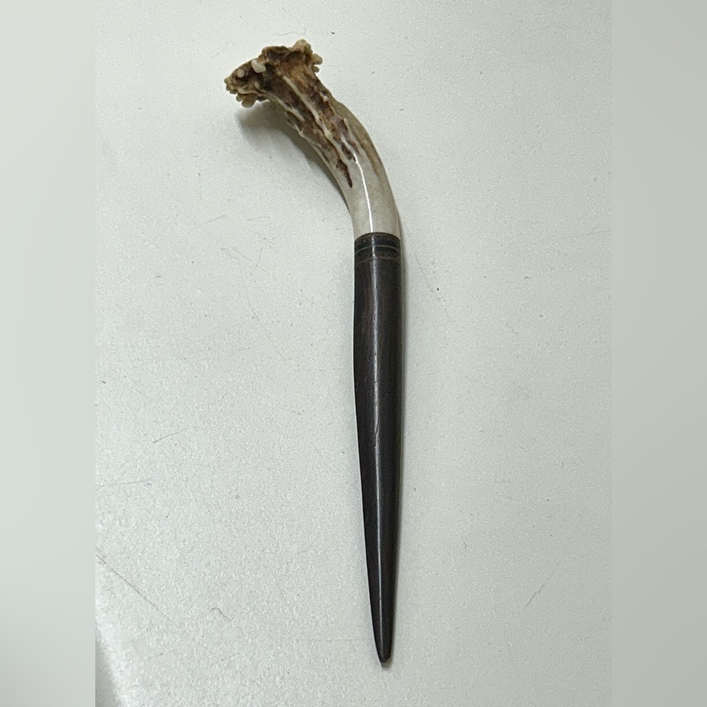 Early 20th Century Antique Ebony DEER ANTLER Letter Opener
